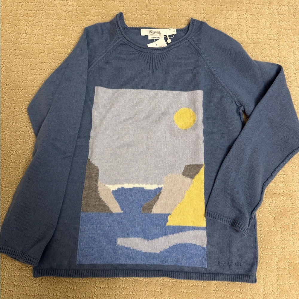 Bonpoint Chinti & Parker Blue Graphic baby cashmere Sweater in size 6